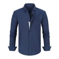 thumbnail image 1 of Fjuchai Men's Dress Shirts Long Sleeve Shirts for Mens Solid Color Spring Fall Fake Button-Up Blouses Lapel Tops Casual for Mens XS-3XL, 1 of 7