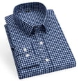 thumbnail image 1 of Fjuchai Men's Long Sleeve Shirt Button down Plaid Dress Shirts Tops Mens Cotton Spring Fall Casual Shirt Slim Daily Wear Shirt Size: 38-46, 1 of 7