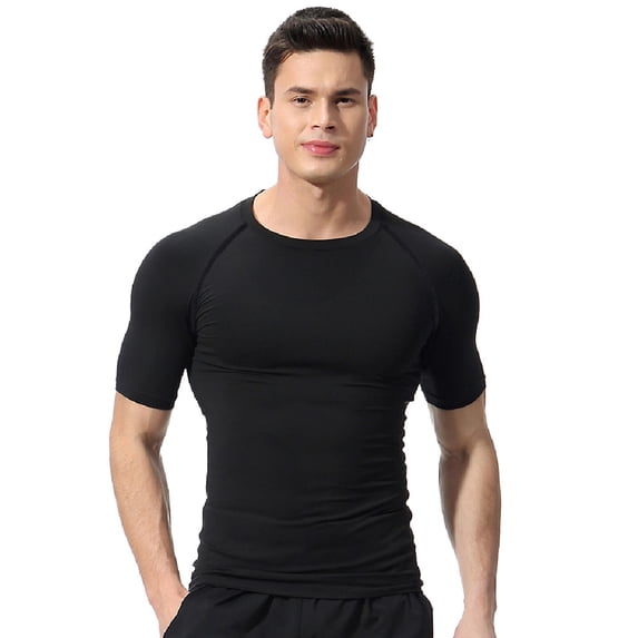Fjuchai Men's Short Sleeve T-Shirt Dry Fit Active Crew Neck T Shirt Athletic Plus Size Tee Undershirt Tops S-3XL)