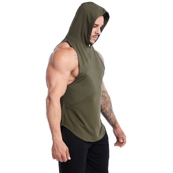 Fjuchai Men's Tank Top Hoodies Sleeveless Athletic Shirts Sports Vest Athletic Shirt Quick Drying Basketball Undershirt S-3XL
