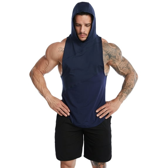 Fjuchai Men's Tank Top Hoodies Sleeveless Athletic Shirts Sports Vest Athletic Shirt Quick Drying Basketball Undershirt S-3XL