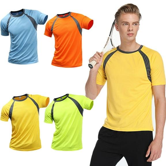 Fjuchai Men's Women's Short Sleeve T Shirts Teeops Round Neck Active Athletic Tees Casual Summer Solid Color T Shirt Dry Fit Moisture Wicking,Size S-4XL