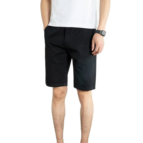 Fjuchai Mens Cotton Shorts Summer Solid Color with Pocket Shorts for Male Five Points Beach Casual Pants Size 28-38