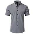thumbnail image 1 of Fjuchai Mens Male Dress Shirts Short Sleeve Stretch Wrinkle Free Casual Lightweight Breathable Button Down Shirt, 1 of 9