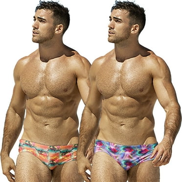 Fjuchai Mens Swimsuits Swim Trunks Male Printed Triangle Beach Swim Shorts S-XL