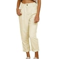 thumbnail image 1 of Fjuchai Solid Color Pants for Women Casual Fall Straight Leg Elastic Waist Corduroy Pants with Pockets, S- XXXL, 1 of 8