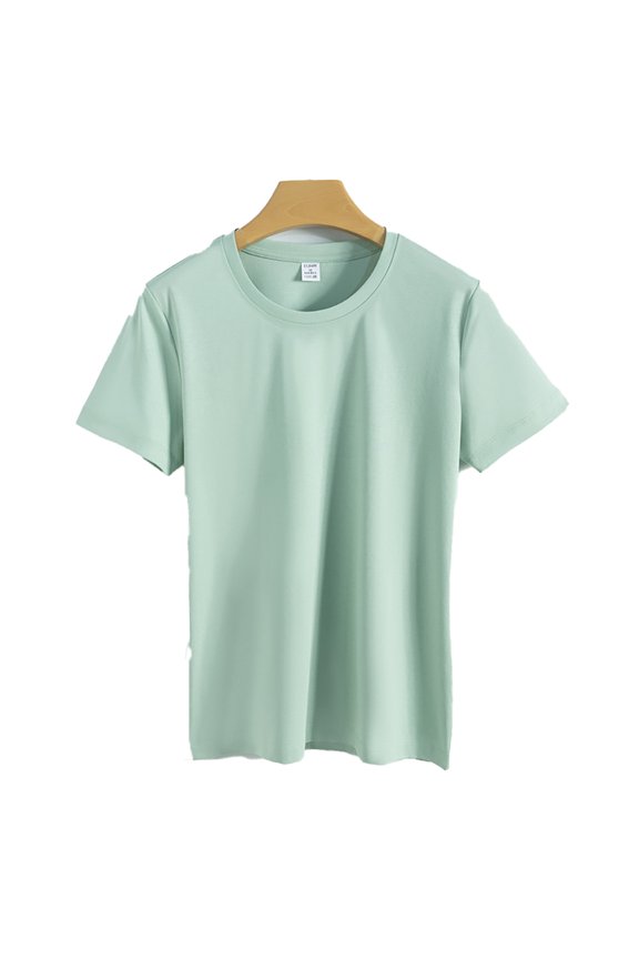 Womens T Shirts Tops Summer Round Neck Tee Casual Short Sleeve Pure Cotton T Shirts Short Sleeve T-Shirts S-3XL