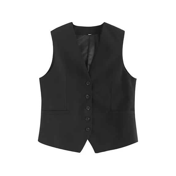 Fjuchai Women Loose Vest Summer Solid Color Linen Vest Jacket XS-L