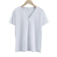 thumbnail image 1 of Fjuchai Womens V Neck T-Shirt Summer Cotton Solid Colour Casual Short Sleeve Tees Shirt for Female Soft Tops S-XXXL, 1 of 9