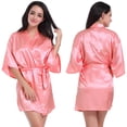 thumbnail image 1 of Fjuchai Women V-Neck Bathrobe Summer Silk Stain Pajamas Short Section Cardigan Robe for Female S-XXL, 1 of 9
