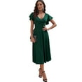 thumbnail image 1 of Fjuchai Women's Chiffon Dresses Short Sleeve V Neck Casual Ruffle Swing Dress S-XXL, 1 of 9
