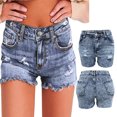 thumbnail image 1 of Fjuchai Women's Denim Shorts Jean Short Mid Rise Casual Summer Stretchy Denim Shorts S-XL, 1 of 8