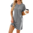 thumbnail image 1 of Fjuchai Women's Dresses Summer Round Neck Short Sleeve Casual Dress Comfort Solid Loose Dress S-XXL, 1 of 8