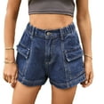 thumbnail image 1 of Fjuchai Denim Shorts for Women's High Waist Denim Jean Shorts Casual High Waist Stretchy Jeans Short with Pocket S-XXL, 1 of 7