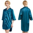 thumbnail image 1 of Fjuchai Women’s Nightgowns Sleeve Silk Satin Sleep Shirts Nightshirt V Neck Button down 3/4 Sleeve Pajama Sleepwear S-XXL, 1 of 7