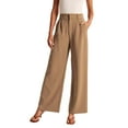 thumbnail image 1 of Fjuchai Women's Pants Casual Trouser Nine-Point Suit Pants Elastic Waist Slim Pockets Trousers Large Size Hundred with Belt Wide Leg S-5XL, 1 of 9