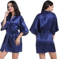thumbnail image 1 of Fjuchai Women's Silk Satin Robes Silky Night-Robe Short Bathrobe Sleepwear Short Robe Solid Color Pjs S-XXL, 1 of 10