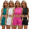 thumbnail image 1 of Fjuchai Women's Summer 2 Piece Outfits Matching Sets Sleeveless Top and High Waisted Pocketed Shorts, 1 of 9