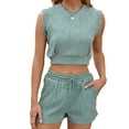 thumbnail image 1 of Fjuchai Women's Summer 2 Piece Outfits Matching Sets Sleeveless Top and High Waisted Pocketed Shorts, 1 of 7