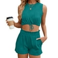 thumbnail image 1 of Fjuchai Women's Summer 2 Piece Outfits Matching Sets Sleeveless Top and High Waisted Pocketed Shorts, 1 of 8