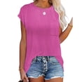 thumbnail image 1 of Fjuchai Women's Summer Shirts Short Sleeve Blouses Crewneck T Shirts Womens Casual Spring Summer T Shirts with Pocket S-XXL, 1 of 9