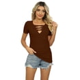 thumbnail image 1 of Fjuchai Womens Cotton T-Shirt Summer Solid Color Short Sleeve Tees Shirt for Female S-XXL, 1 of 9
