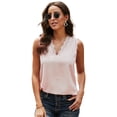 thumbnail image 1 of Fjuchai Women's Summer V Neck Vest Tops Short Shirt Solid Color Blouse Chiffon Blouse Shirts S-XXL, 1 of 9