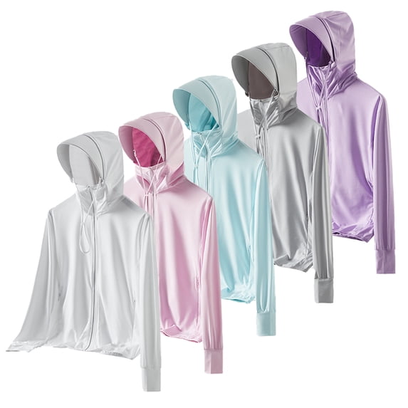 Fjuchai Women's Sun Protection UPF 50+ Sun Protection Hoodie Jacket Full Zip Long Sleeve Shirt Uv Protection Clothing