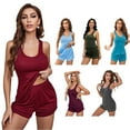 thumbnail image 1 of Fjuchai Womens Cami Tank Shorts Pajama Sets Solid Color Pjs Sleepwear Set Adjustable Straps Jammies Summer Outfit for Women's S-XL, 1 of 9