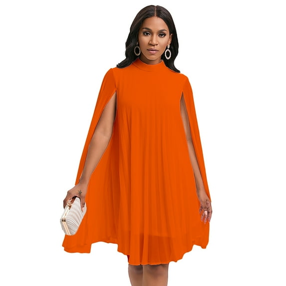 Fjuchai Womens Casual Dresses Poncho Batwing Sleeve Dress Plus Size Solid Color Dresses S-XXXL