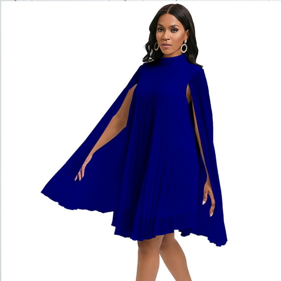 Fjuchai Womens Casual Dresses Poncho Batwing Sleeve Dress Plus Size Solid Color Dresses S-XXXL