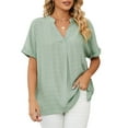 thumbnail image 1 of Fjuchai Womens Chiffon Shirt Summer V-Neck Loose Short Sleeve T-Shirt for Female Casual Pullover Tees Shirt S-XXL, 1 of 9