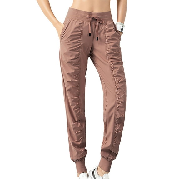 Fjuchai Womens Comfortable Pants Female Summer Straight Drawstring Trousers S-3XL