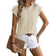 thumbnail image 1 of Fjuchai Womens Summer Tops Tee Fashion Solid Colours Crew Neck Jumper Women's Cotton Loose Comfy Sleeveless Blouse Lightweight T-Shirts Sizes S-XXL, 1 of 8