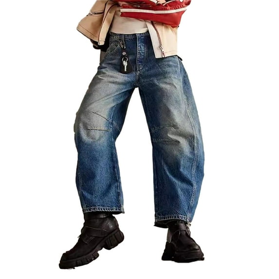 Fjuchai Womens High Waisted Jeans Pants for Female Haren Casual Straight Denim Trousers XS-XXXL