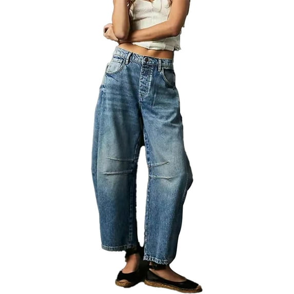 Fjuchai Womens High Waisted Jeans Pants for Female Haren Casual Straight Denim Trousers XS-XXXL