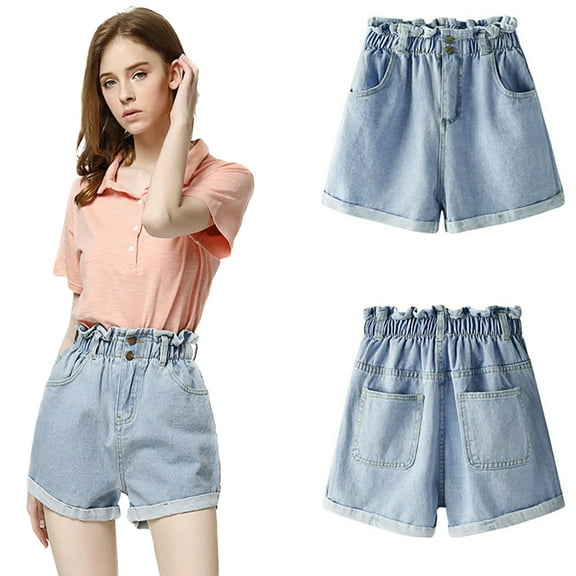 Fjuchai Womens Jean Shorts Denim Shorts Elastic High Waisted Shorts Summer Casual Shorts for Women S-5XL