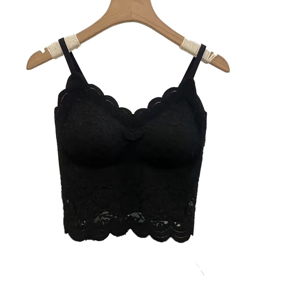Fjuchai Womens Lace Camisole Tank Tops V-Neck Summer Solid Color Undershirt Solid Color Sleeveless Mid-Length Slim Top