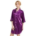 thumbnail image 1 of Fjuchai Womens Satin Nightgowns 3/4 Sleeve Silk Sleepwear Summer V Neck Nightshirt Button down Pajamas Robes for Women S-XXL, 1 of 9