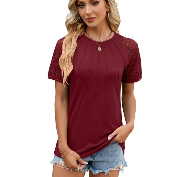 Fjuchai Womens Soft T-Shirt for Female Cotton Solid Color Short Sleeve Tees Summer Pullover Shirt S-XXL