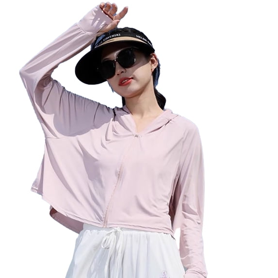 Fjuchai Womens Sun Shirts Hoodie Long Sleeve Hoodie Solid Color Upf 50+ Sun Protection Coats Casual Loose Sun Protection Jacket