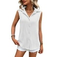 thumbnail image 1 of Fjuchai Womens V Neck Vest Button Down Shirt Tops ummer Casual Sleeveless Tee Shirts S-XXL, 1 of 9