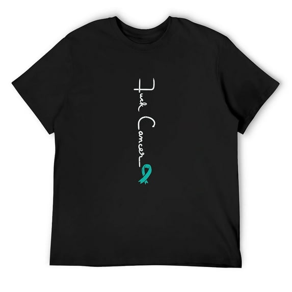 Fk Cancer Teal Ribbon Ovarian Cancer Awareness Men T-Shirt Black X-Large