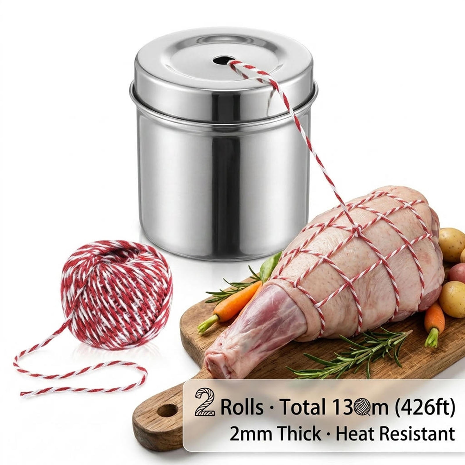 Fkszll 2Pcs Kitchen Twine with Stainless Steel Dispenser, 2 Pack 216FT ...