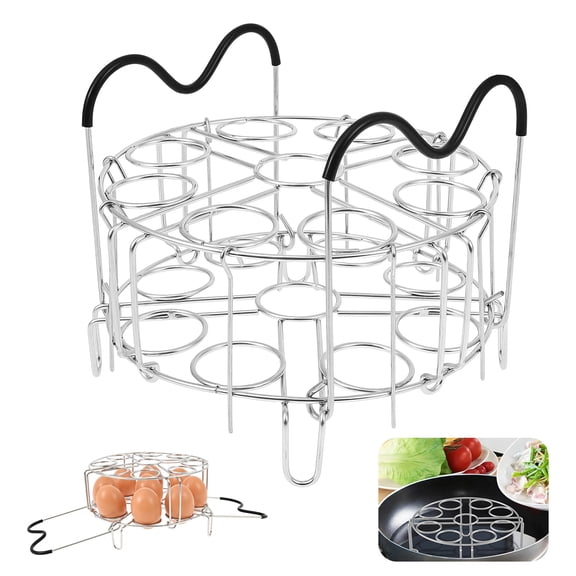 Fkszll 2 Tier Egg Steamer Rack - Stainless Steel Trivet for 6 and 8 Quart Pressure Cooker, Cooks 18 Eggs, Stackable Insert for IP-DUO50/IP-DUO60/IP-LUX60 Accessories