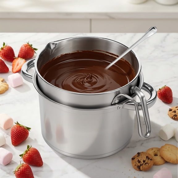 Fkszll 3 Pcs Double Boiler Pot Set with Spoon 1.8QT Melting Pot with 2.54QT Stainless Steel Boiler Chocolate Melter for Butter Candy Cheese Wax