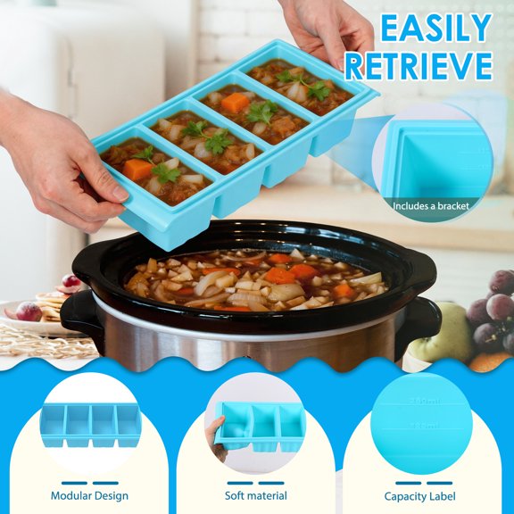 Fkszll Silicone 4-Cavity Flexible Ice Cube Trays