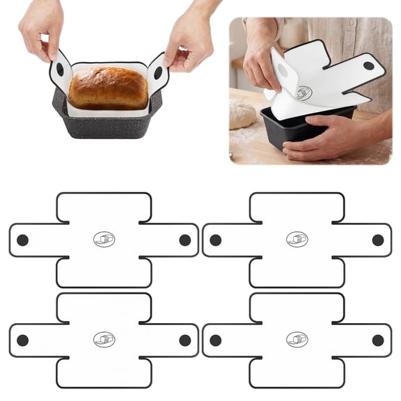Fkszll 4Pack Silicone Bread Loaf Pan Liners, Reusable and Nonstick Silicone Bread Sling,Fit for 9x5, 9.5x5, and 10x5 Inch Loaf Pans, Dishwasher Safe, Easy to Clean