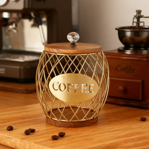 Fkszll Coffee Pod Holder Metal K Cup Holder Organizer with Dust Cover Large Capacity Storage Basket for Kitchens Counter Office Countertop Coffee Tea Bar Accessories, 4.7" x 7.5"