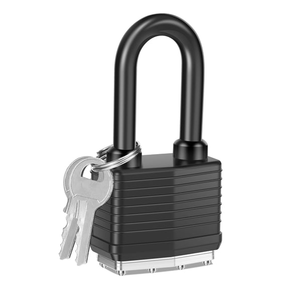 Fkszll Weather Resistant Padlock with 2 Key 40mm Laminated Steel Hardened Steel Padlock with 1.65 Inch Shackle Plastic Coating for Door Locker